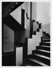 Staircase at the Cafe de Aubette designed by Theo van Doesburg and Sophie and Hans Arp photographed in 1928
